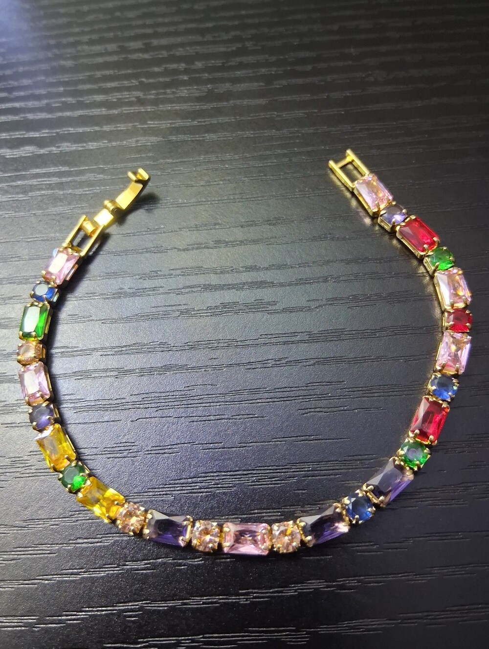 Gold Plated Multicolor CZ Tennis Bracelet - Women Jewelry